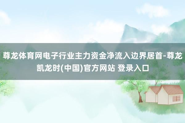 尊龙体育网电子行业主力资金净流入边界居首-尊龙凯龙时(中国)官方网站 登录入口