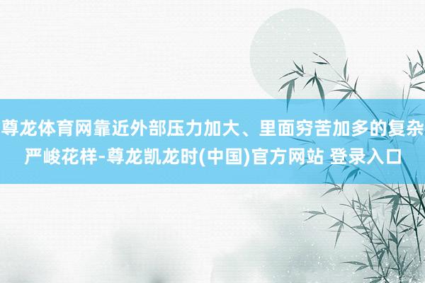 尊龙体育网靠近外部压力加大、里面穷苦加多的复杂严峻花样-尊龙凯龙时(中国)官方网站 登录入口