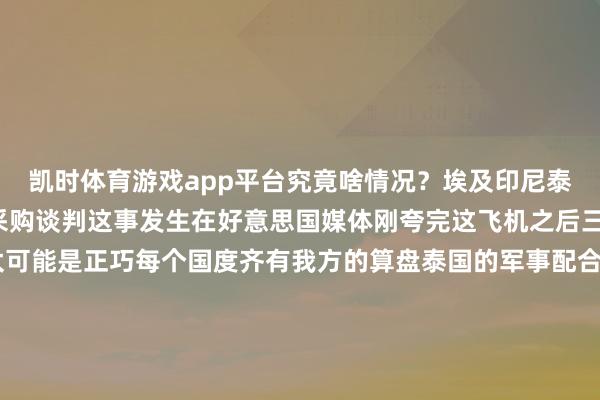 凯时体育游戏app平台究竟啥情况？埃及印尼泰国齐停掉了歼10C的采购谈判这事发生在好意思国媒体刚夸完这飞机之后三个国度同期说不 不太可能是正巧每个国度齐有我方的算盘泰国的军事配合一直很活跃潜艇和坦克齐