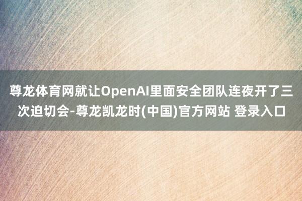 尊龙体育网就让OpenAI里面安全团队连夜开了三次迫切会-尊龙凯龙时(中国)官方网站 登录入口